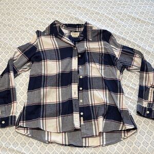 Plaid Flannel Shirt in Blue and White and maroon